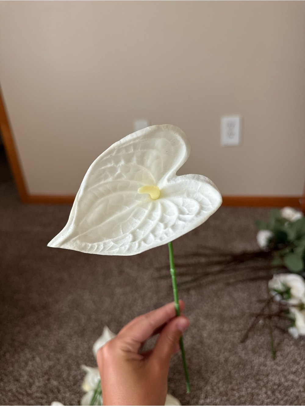 White Artificial Anthurium Stem 17